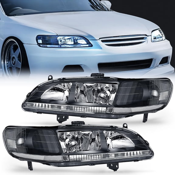 Nilight Headlight Assembly Compatible with 1998 1999 2000 2001 2002 Honda Accord Headlamps Replacement Black Housing Clear Reflector Upgraded Clear Lens Driver and Passenger Side, 2 Years Warranty