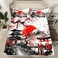 thumbnail image 2 of Erosebridal Red Sun Sheet Set Queen, Flower Tree Bedding Sets Queen Size, Mount Fuji Room Decor 4-Piece, 2 of 7