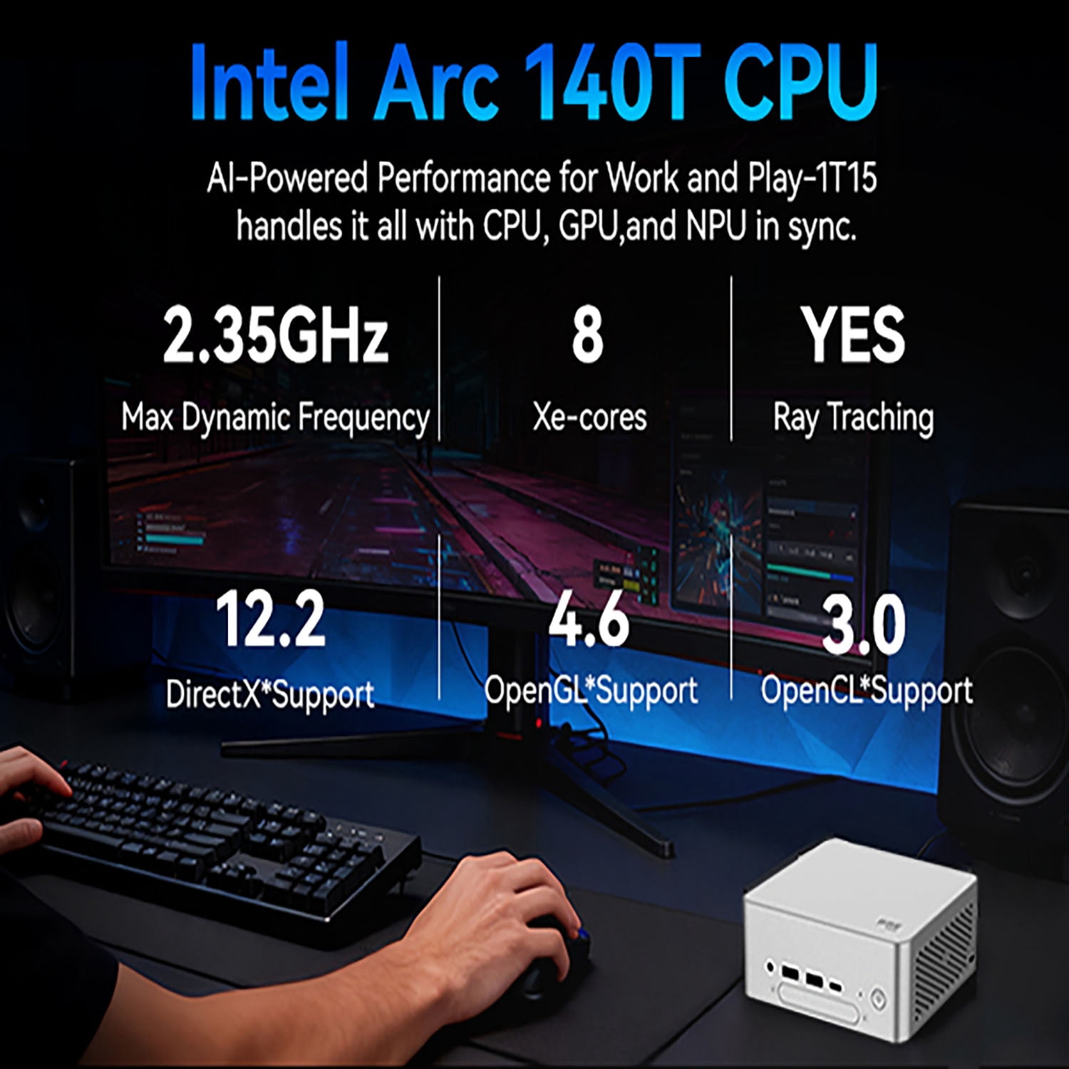 BREC Mini Desktop Gaming PC Barebone, Intel Core Ultra 9-285H,Wifi 6E,Bluetooth 5.3, No RAM/No SSD