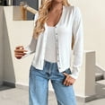 thumbnail image 2 of Jxximdong Fashion Coat for Women, V Neck Button Knit Cardigan Sweater Jacket Cardigan, Women's Coats White, 2 of 6