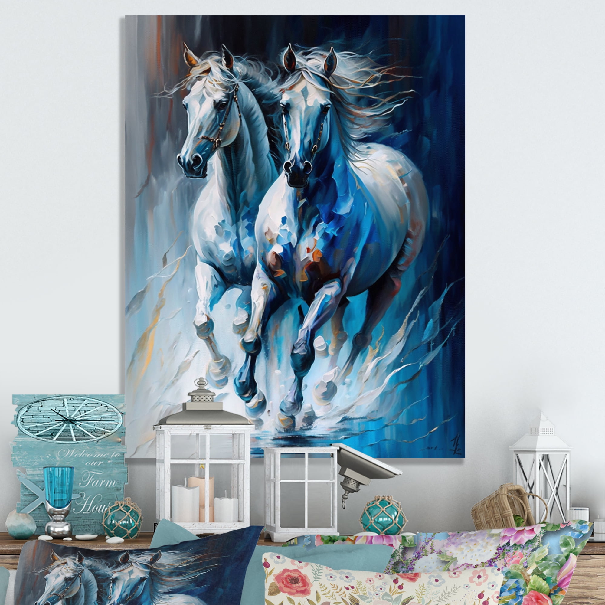 Designart Two Horses Running II Canvas Wall Art