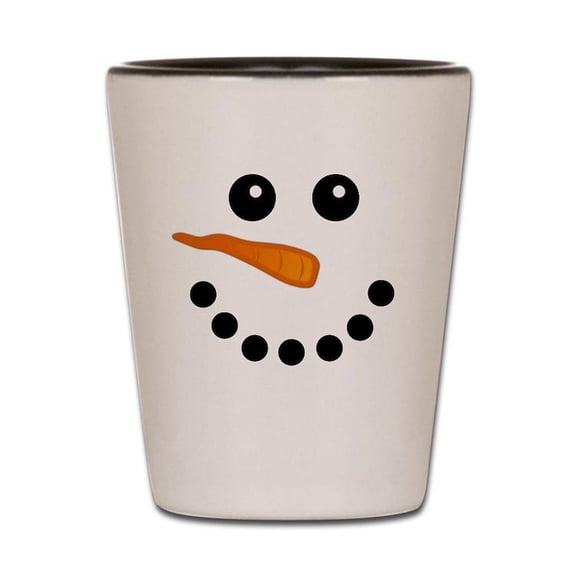 CafePress - Snowman Face - White/Black Shot Glass, Unique and Funny Shot Glass
