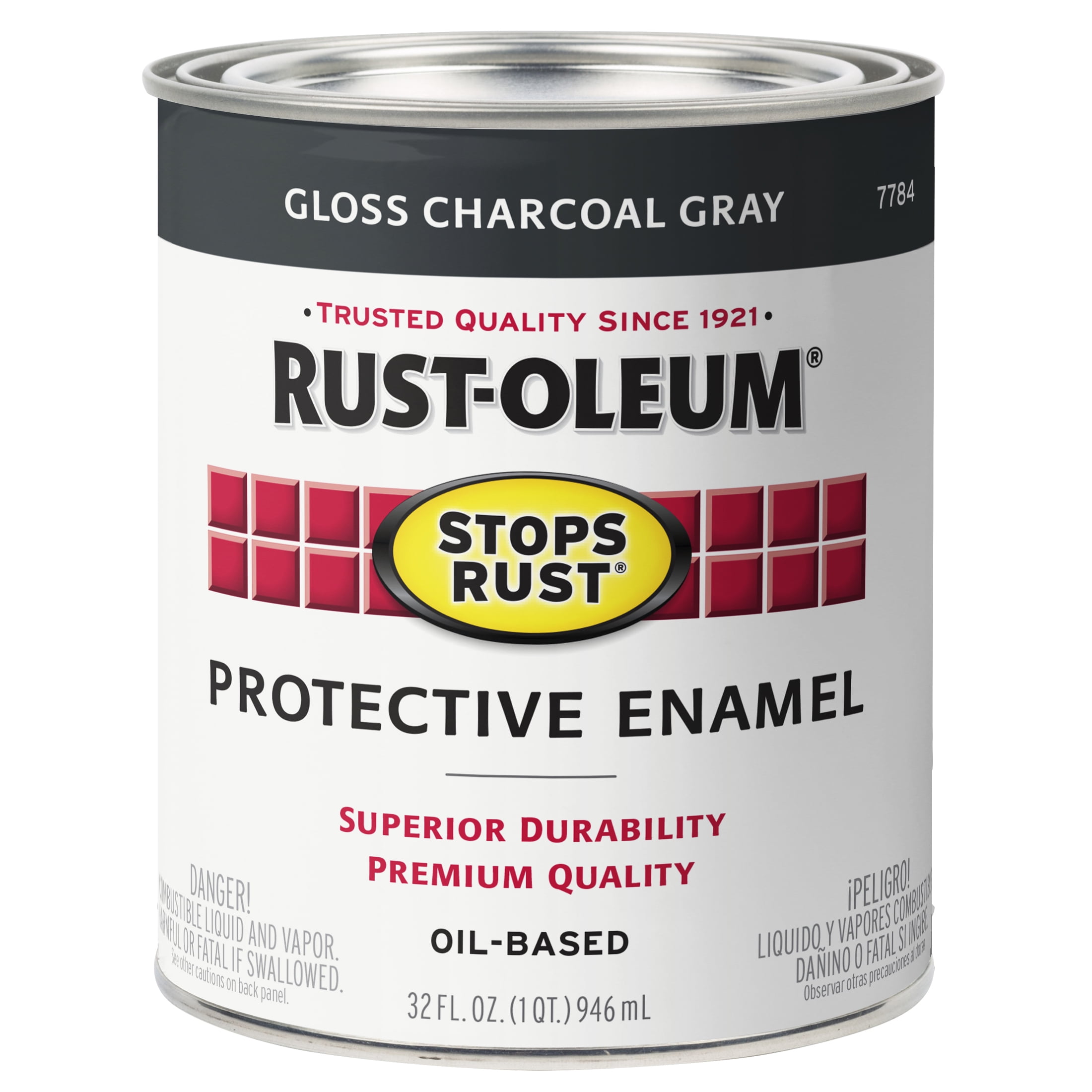 2 Pack, Charcoal Gray, Rust-Oleum Stops Rust Gloss Protective Enamel- 7784502, Quart