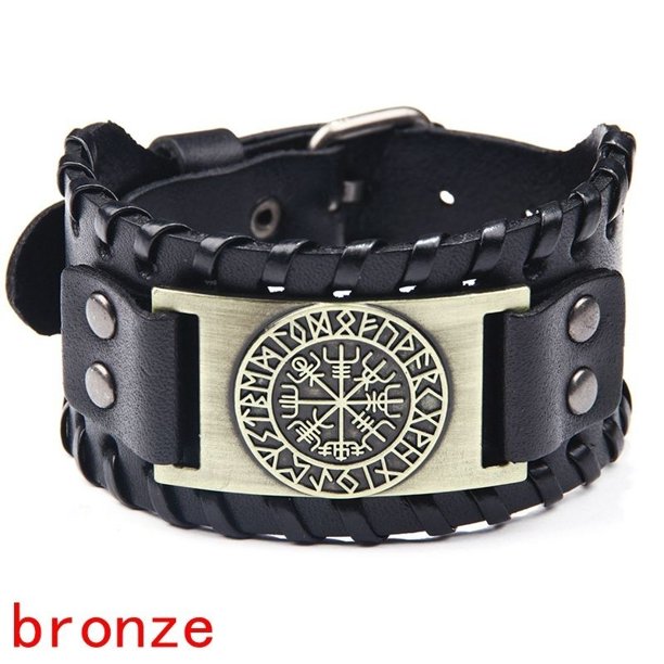 Nueva pulsera Retro ancha de cuero con brújula pirata, pulsera para hombre, joyería vikinga celta, pulsera con brújula, accesorios, regalos de fiesta