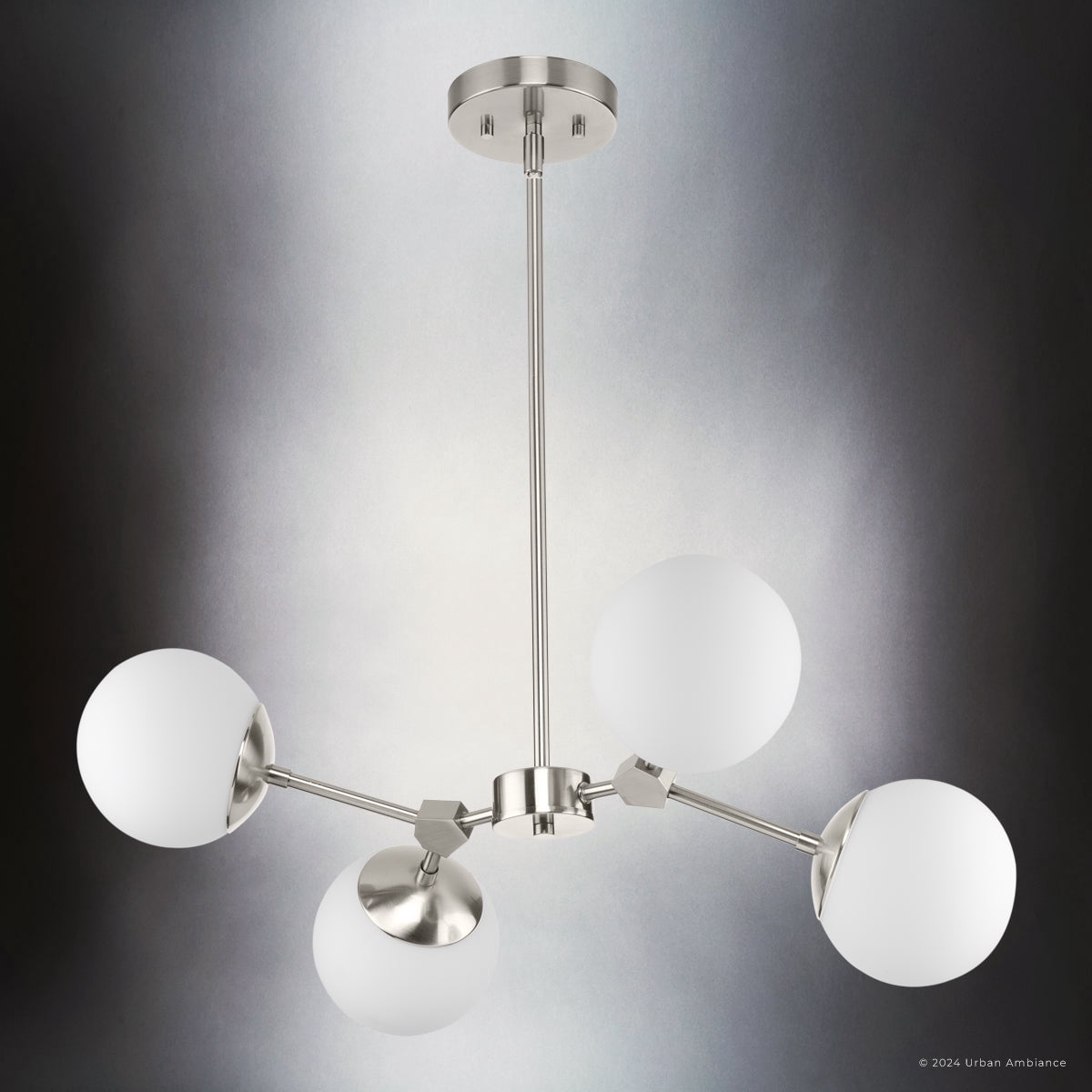 Luxury Minimalist Chandelier, Brushed Nickel, UHP4620