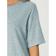 thumbnail image 4 of DARING DIVA Women's Ribbed Knit Tracksuit Sweatshirt Set Shorts Sleepwear Light Blue M, 4 of 6