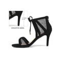 thumbnail image 2 of BLISSFUL STEP Round Toe Lace Up Mesh Stiletto Heel Sandals for Women Black (Size 6), 2 of 7