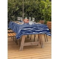 thumbnail image 3 of Outdoor Tablecloth with Umbrella Hole for Patio/Picnic/Party/Camping, Vintage Wave Lines Waterproof Table Cloth Rectangle Table Cover Washable, Classic Minimalist Striped Navy Blue (60"x 102"), 3 of 8