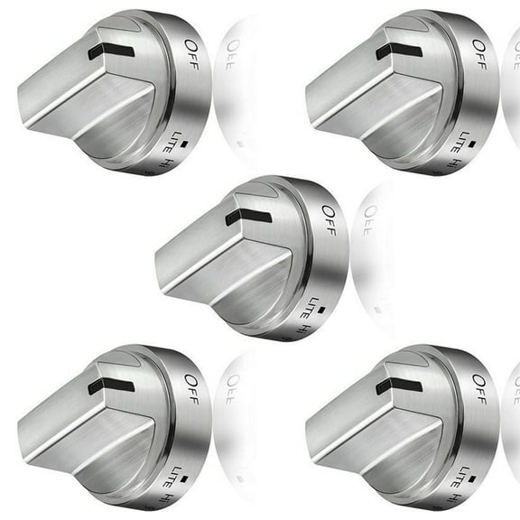 5Pcs/set Stainless Steel WB03x24818 Stove Knob Replacement for PS11729081 AP5989029 Stove Replacement Accessories