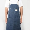 thumbnail image 3 of Canvas Apron Chef Apron Large Pockets Dark Blue, 3 of 8