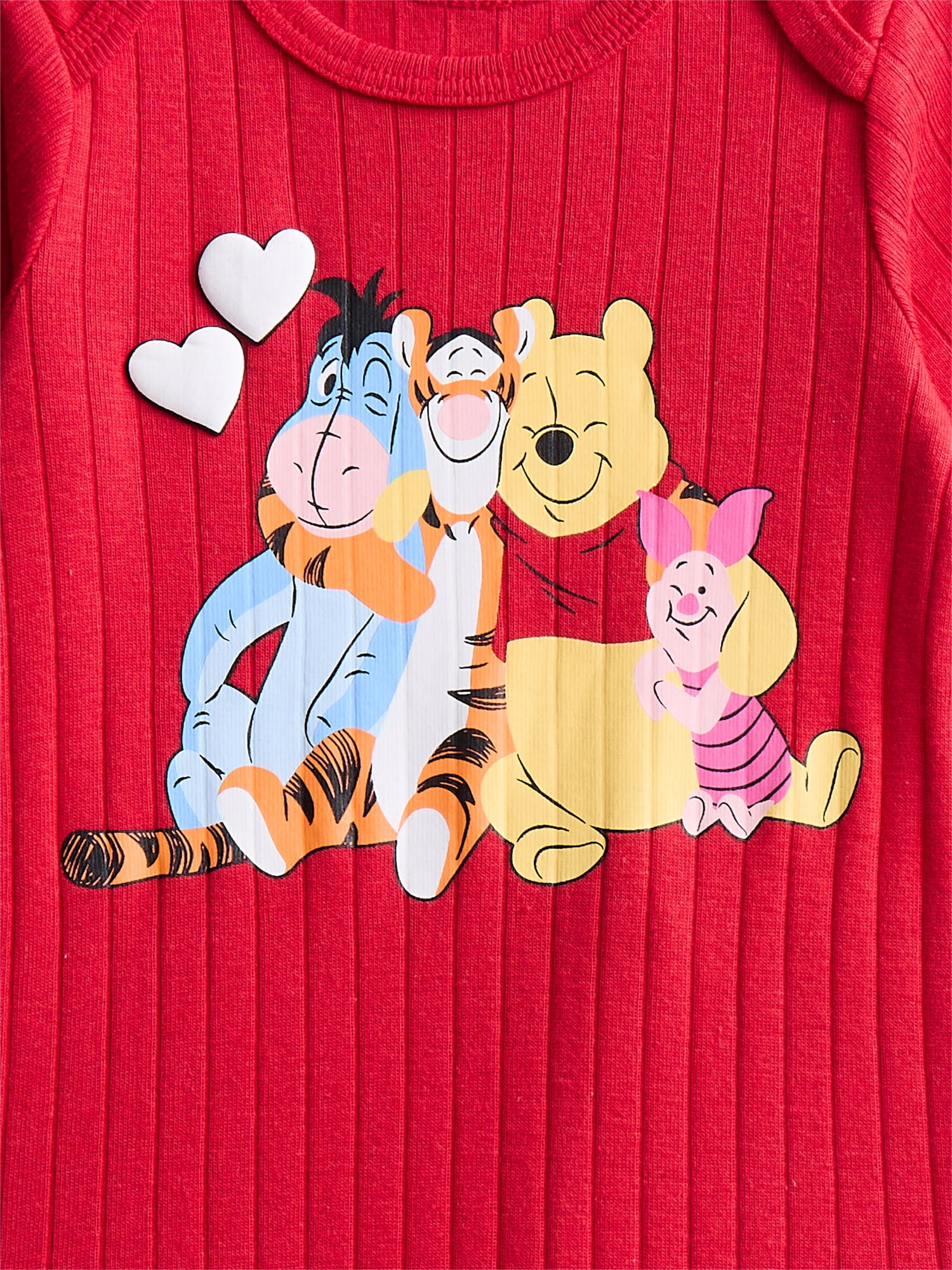 Winnie the Pooh Baby Girls Valentine's Day Long Sleeve Bodysuit with Matching Joggers, 2-Piece Set, Sizes Newborn-12M