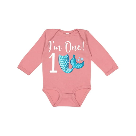 Inktastic 1st Birthday Mermaid Party Girls Long Sleeve Baby Bodysuit