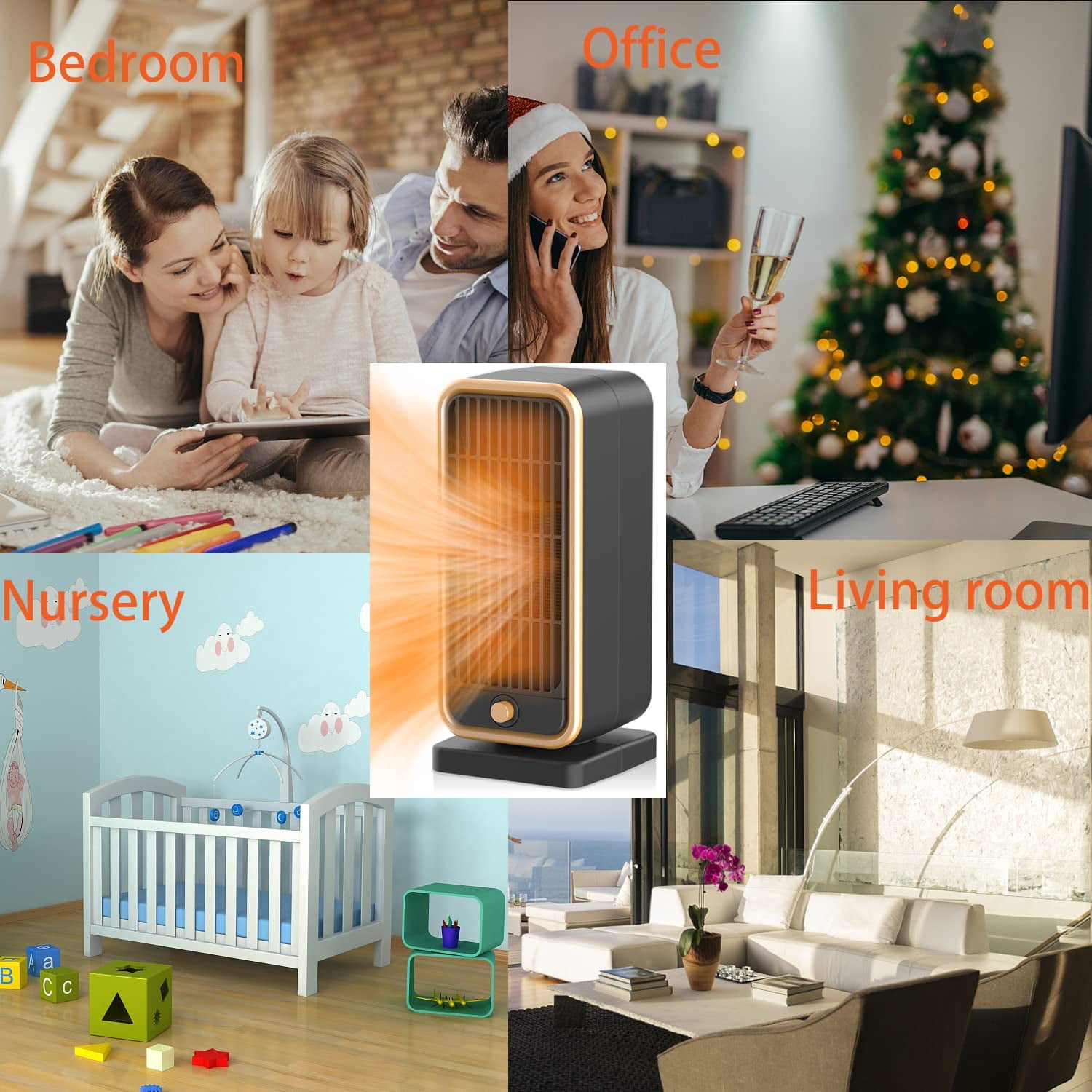 Electric Space Heater, 500W PTC Fast Heating Ceramic Heater with Thermosta,  Overheat Protection u0026 Tip-Over Protection, Portable Heater for Bedroom,  Indoors, Office, Living Room - Walmart.com