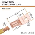 thumbnail image 2 of Selterm 10 Piezas 2/0 Awg  Perno De 1/4 Pulgadas  Terminales De Batería De Alta Resistencia, Terminales De Anillo, Extremos De Cable De Batería, Terminales De Calibre 00, Ojales De Cobre Desnudo, Co, 2 of 5