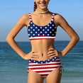 thumbnail image 2 of XAOFW Girl's Swimsuit Sets Sleeveless Crewneck Graphic Print Tops And Bottom Tankini Swimsuits Kids 2 Piece Kids 250Th Anniversary Swimwear Beach Sports Versatile Soft Children Swim Wear, 2 of 6