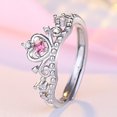 thumbnail image 2 of Nuevo anillo de corona de Plata de Ley 925, anillo de compromiso de tamaño ajustable de alta calidad para mujer, anillo de boda, regalo de joyería de moda para fiesta, 2 of 2