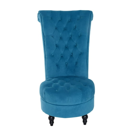 Homcom 45 Tufted High Back Flannelette Accent Chair Blue Com