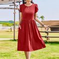 thumbnail image 3 of WILLBEST Vestidos Casuales Para Mujer 1 Vestido Casual Con Bolsillo Y Manga Con Volantes De Color Sólido Para Mujer, 3 of 3