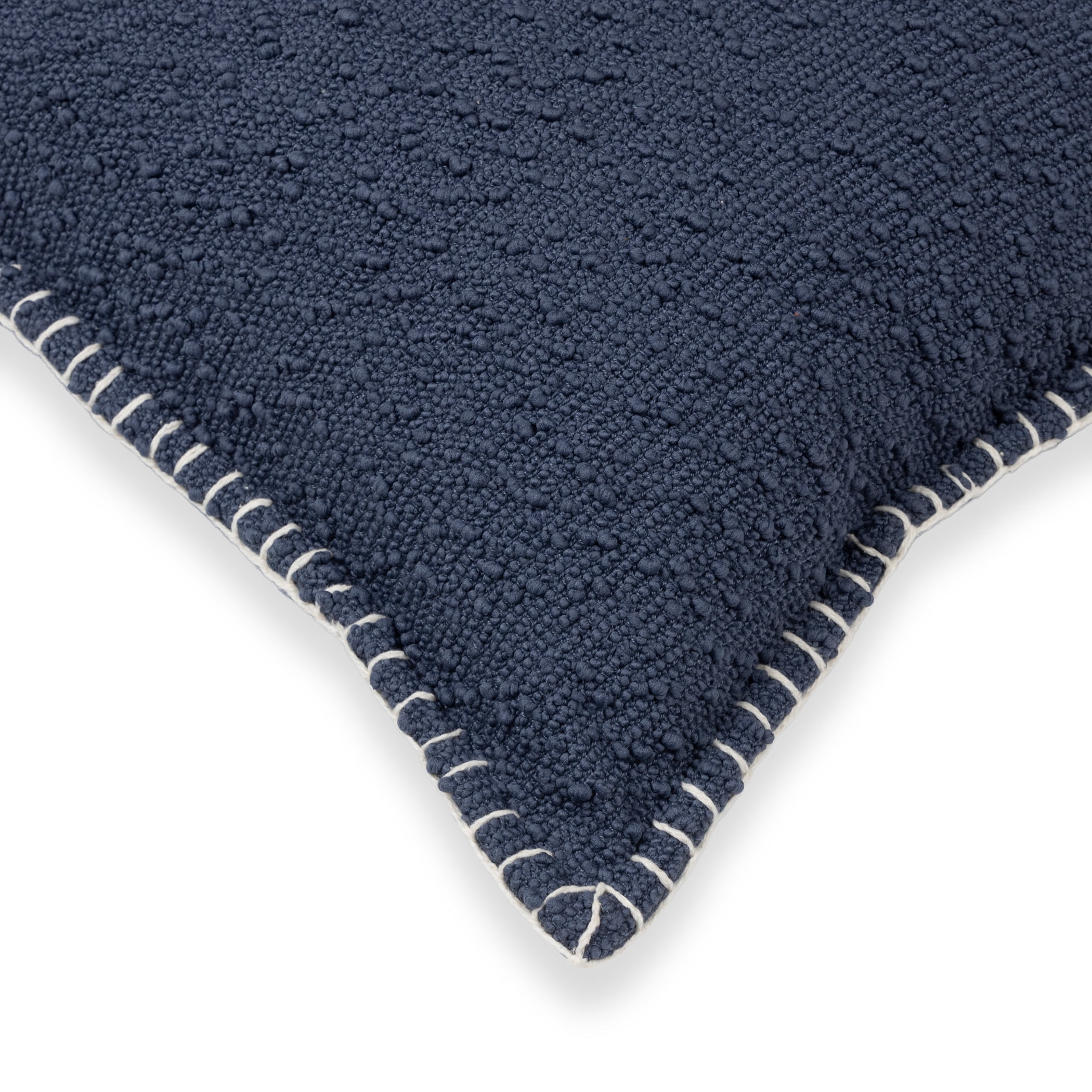 (2 pack) Mainstays Blue Pillow with Ivory Whipstitched Edges 18"x18" Square