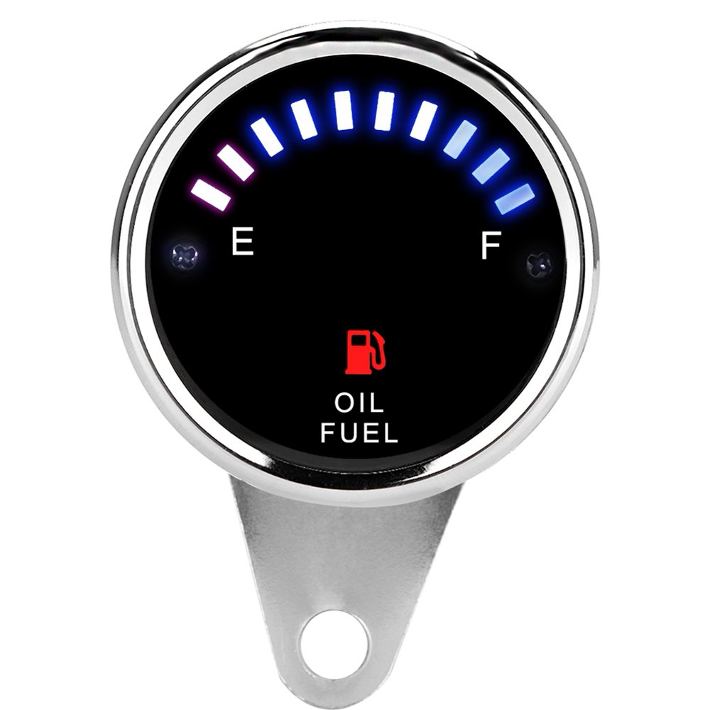Tebru 12V Universal Motorcycle Car LED Electric Fuel Gauge Electronic