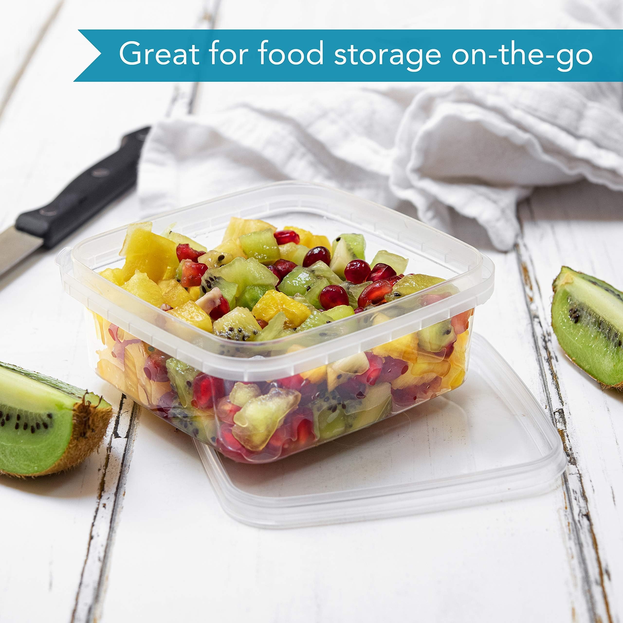 NYHI 40 Pack Square Clear Deli Containers with Lids Disposable BPA Free Square Plastic Food Storage Containers with Lids Airtight for Meal Prep Take Out Kitchen 8 oz
