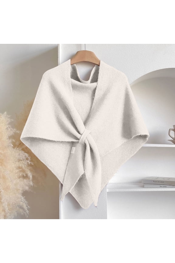Fleece Shawl Wrap for Women, 2025 Knitted Solid Color Pashmina Shawl Loop Closure Casual Versatile Soft Comfortable Beige