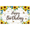 thumbnail image 6 of Yatrandify Floral Design Happy Birthday Banner Decorative Sunflower Butterfly Backdrop for Celebration Spring Party Outdoor Event, 6 of 8