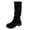 2Black, variant on Women's Slouch Round Toe Low Heel Boots Knee High Boots(Color:Brown,Size:7.5)