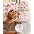 thumbnail image 5 of Satin Bonnet for Sleeping, Double Layer Hair Bonnet with Elastic Tie Band, Soft Night Cap for Curly and Straight Hair(Peach pink Cherry), 5 of 13