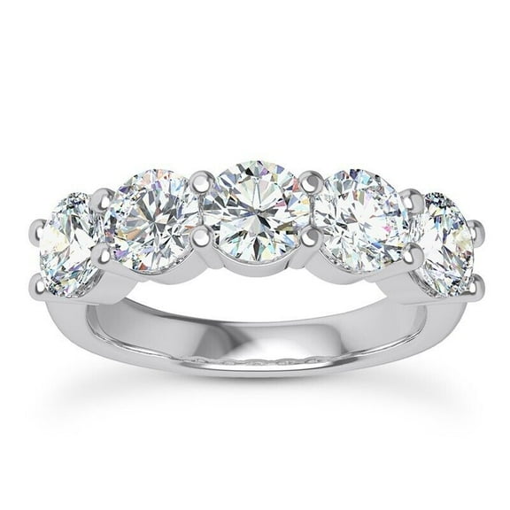 Five Stone Diamond Engagement Ring, Half Eternity Diamond Band, Stackable Band, Matching Band For Ring, 2.0 Ct Simulated Diamond, 925 Sterling Silver, Delicate Ring