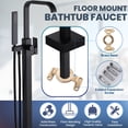 thumbnail image 5 of Wowow Waterfall Single-Handle Freestanding Tub Faucet with Hand Shower, Brass Floor Mounted Tub Filler Faucet in Matte Black, 5 of 7