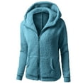 thumbnail image 3 of Womens Winter Fleece Coat Hooded Coat for Women Open Front Zipper Cozy Soft Lamb Plush Sweatshirt Coat Long Sleeve Casual Solid Pocket Fuzzy Fleece Jacket Fleece Coat, 3 of 6