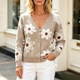 thumbnail image 2 of Enjoytime Womens Cardigan Floral Print V Neck Long Sleeve Button Down Knit Sweaters Tops Cozy Soft Loose Casual Cardigans, 2 of 8