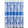 thumbnail image 3 of Serafina Home Blue Purple Boho Fabric Shower Curtain: Floral Damask with Geometric Border Design, 70" x 72" inch (Queensland), 3 of 6
