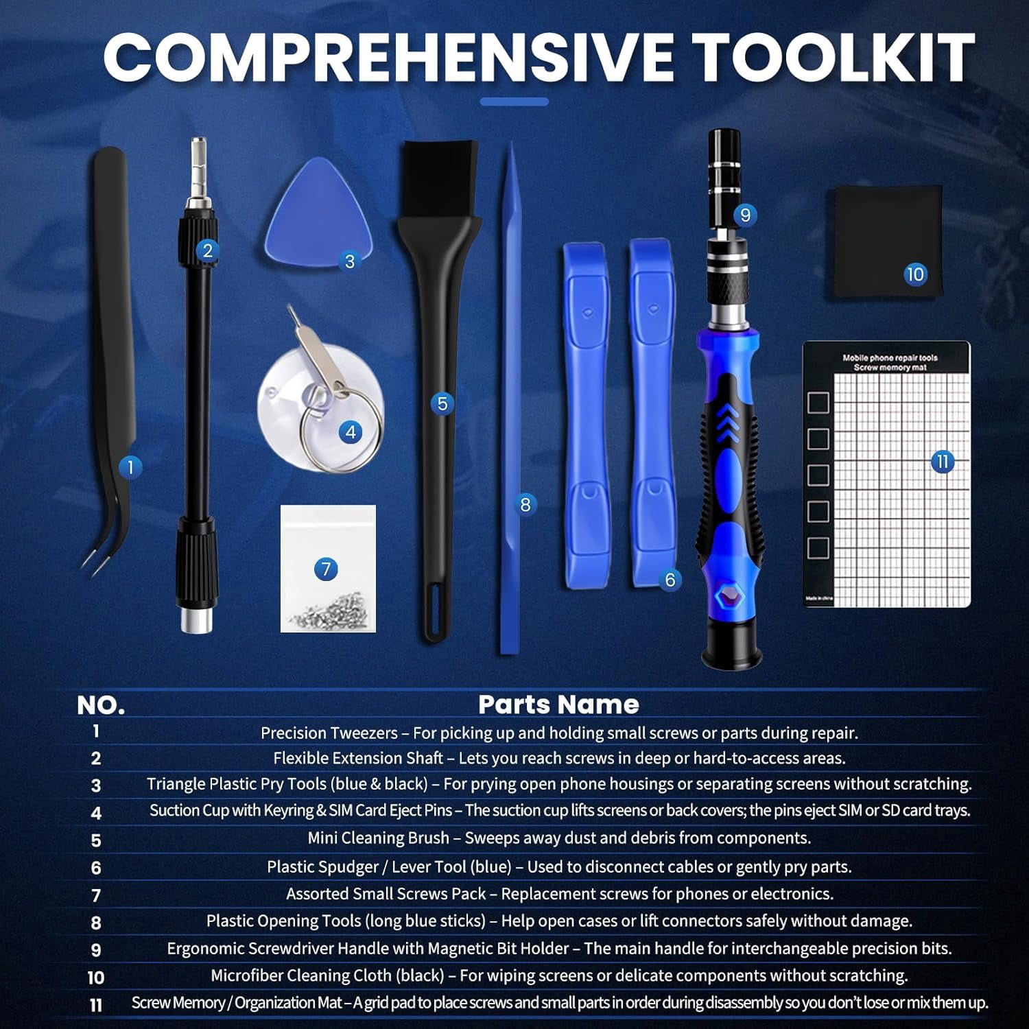 168Pcs Precision Screwdriver Set for Electronics–Multi-Bit Repair Tool Kit for iPhone,MacBook,Laptop,Tablet,PS4,Xbox,Nintendo|Magnetic Mat,ESD Tweezers,Suction Cup&Spudger|Comes with Repair Tool Bag