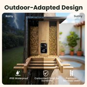 Birdfy Bird Feeder with Camera, Auto Capture Birds & Notify in Time, Powerful AI Recognition, Bamboo Wood Bird Feeder Camera, Ideal Present Gift