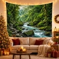 thumbnail image 3 of Tropical Rainforest Waterfall in Misty Mountains, Serene Boho for Nature Lovers, Forest Stream Scenery Wall Decor, Housewarming Gift, Tapestry Wall Hanging for Living Room and Bedroom, 3 of 7