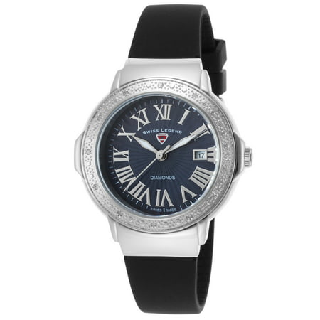 Swiss Legend 20032Dsm-01 South Beach Diamond Black Silicone And Mother Of Pearl Dial Watch