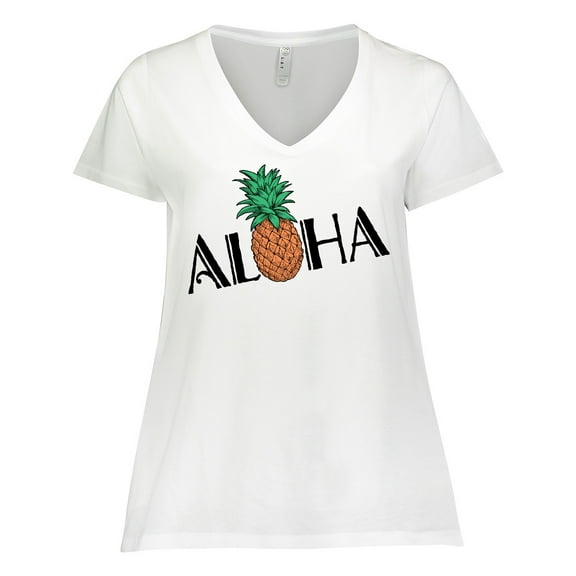 Inktastic Aloha- with pineapple Women's Plus Size V-Neck T-Shirt