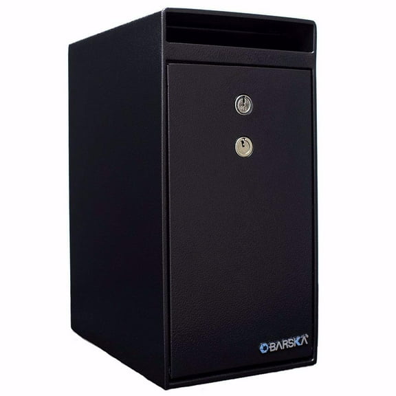Barska AX13558 0.27 Cubic Feet Solid Steel Dual Key Depository Safe, Black