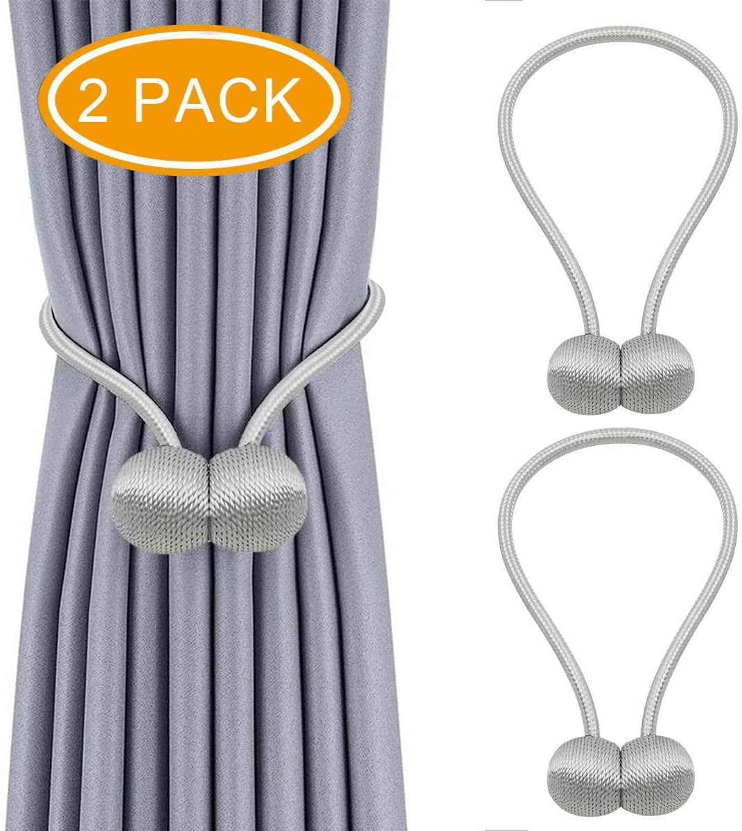 Magnetic Curtain Tiebacks, CoiTek 2 Pack Silver Magnetic Curtain Buckle ...