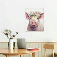 thumbnail image 2 of Nawypu  Canvas Animal Wall Art Modern Decorations Paintings &amp; Prints Happy Floral Crown Pig Abstract Pink Romantic Wall Hanging Artwork for Bedroom Office Kitchen, 2 of 4