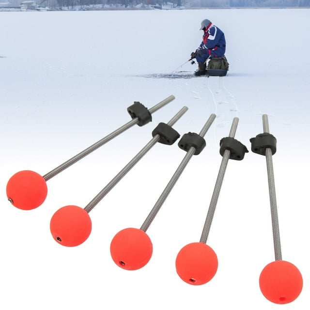 MINI WINTER ICE FISHING ROD TOP TIP WEAR RESISTANT STAINLESS STEEL AND EVA MATERIAL PORTABLE OUTDOOR FISHING ROD RED BALL SPRING TIPS RIVERS, RESERVOIRS