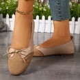 thumbnail image 4 of Rokment Women's Bowknot Ballet Flat Dressy Shoes Stylish Simple Color Block Ballerina Dress Slip on Loafers Casual Comfortable Walking Low Heels Fall Beige Size 6, 4 of 7