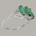 thumbnail image 3 of LBG British Made 9k White Gold Natural Emerald Womens Trilogy Ring - 33 size options - Size 11.5, 3 of 5