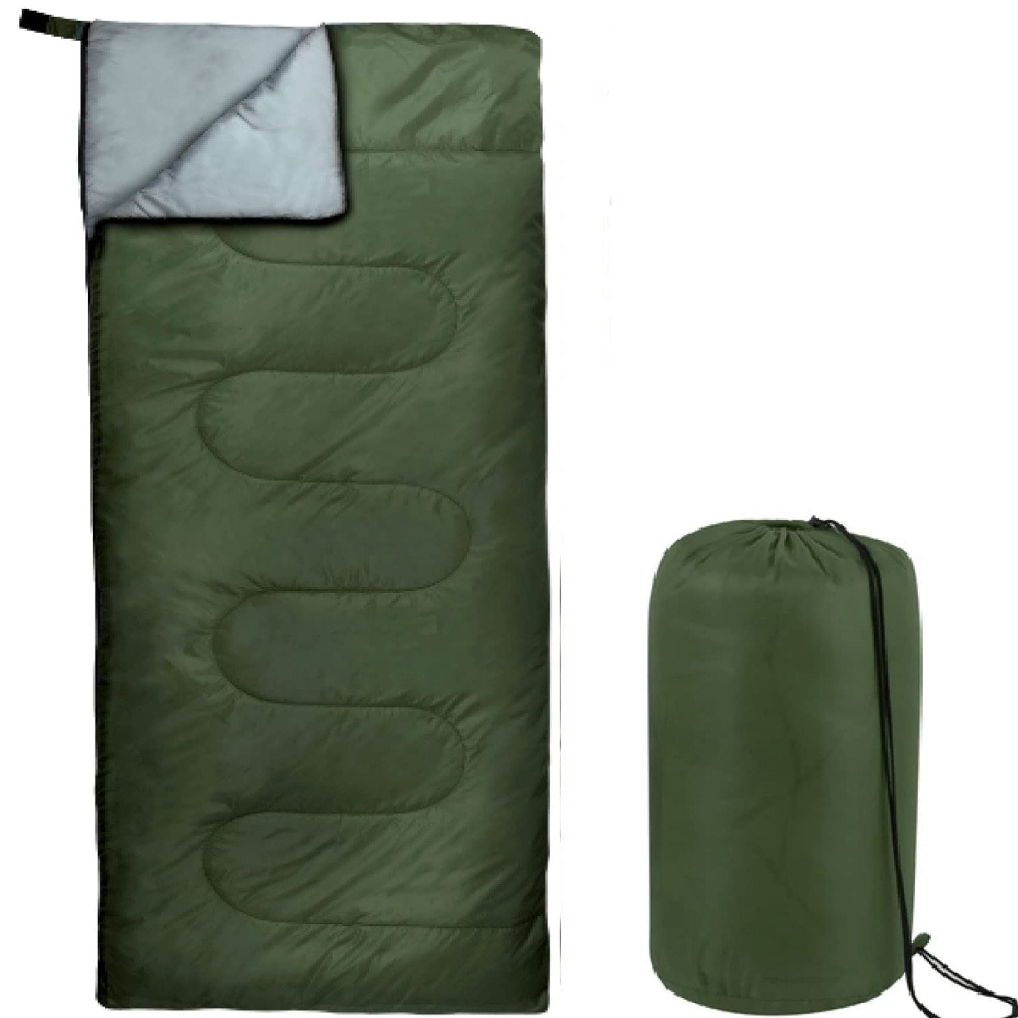 10 Pack Bulk Wholesale of Cold Weather Envelope Sleeping Bags for Adults, Kids, Homeless, Camping, Indoors, Outdoors - 10 Count Sleeping Bags in Forest Green - 71"L x 30"W