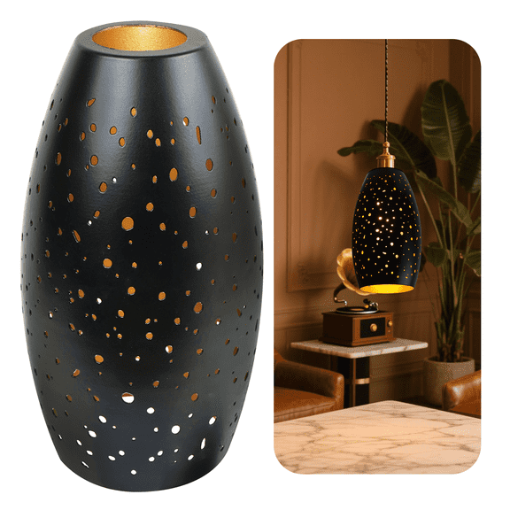 SWAIFDEE Metal Oval Lamp Shades with 1-5/8" Fitter,4.5X7.8in,Small Hollowed Lamp Shades Pendant Light Cover Replacement