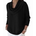 thumbnail image 2 of Sweater for Women Knit Winter Clothes Casual Loose Sweaters Fall Fashion Cowl Neck Long Sleeve Trendy Pullover Black XL, 2 of 7