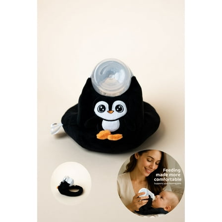 Fuzzy Feeder Baby Bottle Holder  Penguin Plush