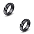 thumbnail image 3 of Jumpingount Crystal Zircon Ring White Black Ceramic Loop Estilo simple Accesorio de moda Mujeres Compromiso Joyería Regalos Negro Negro diez 2piezas, 3 of 6
